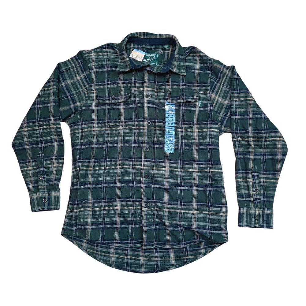 Woolrich Heavyweight Brushed Cotton Brawny Flannel Shirt Dusty Olive Plaid